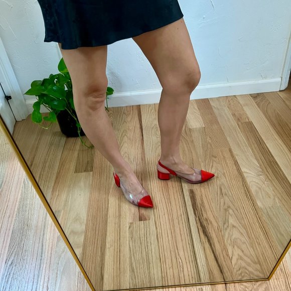 CREATURES OF COMFORT Gloria Red Clear Low Block Heels, Size 36 - Picture 5 of 16